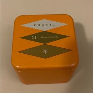 Fossil Orange Geometric Metal Box